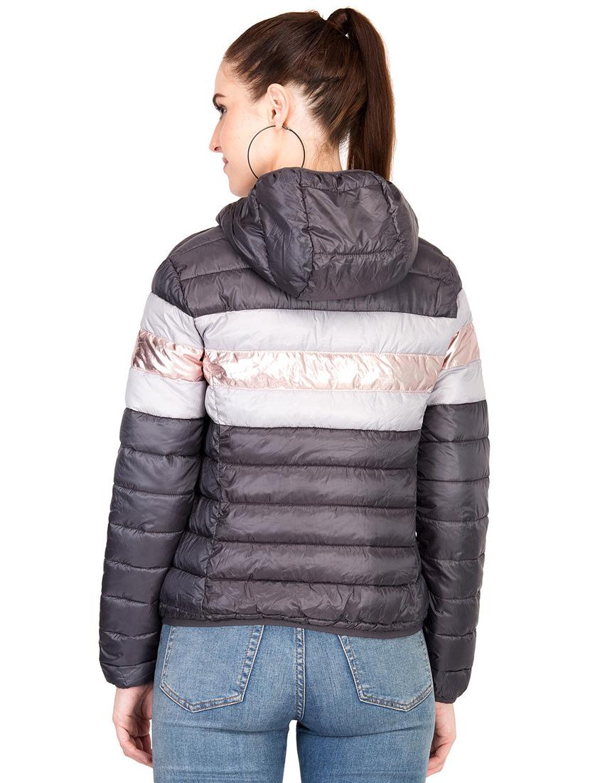 hooded neck color block puffer jacket - 15878705 - Standard Image - 2