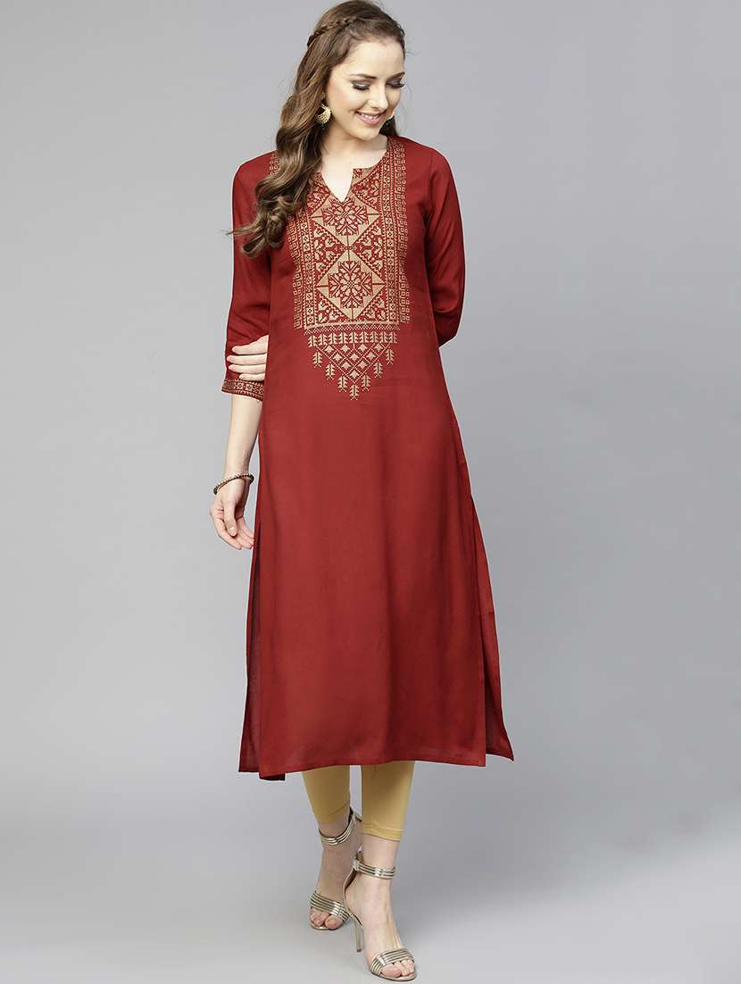 printed straight kurta