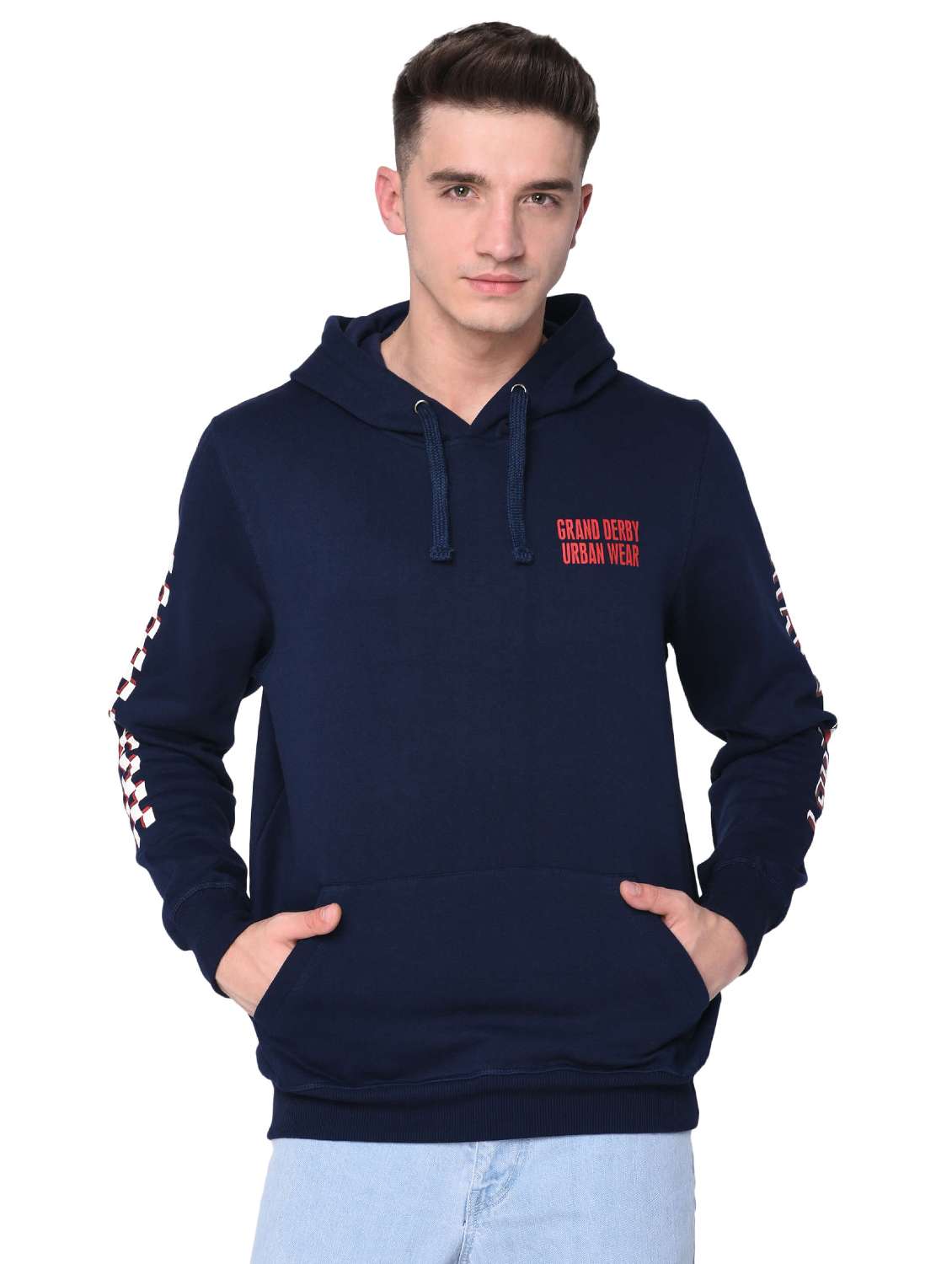 navy blue fleece sweatshirt