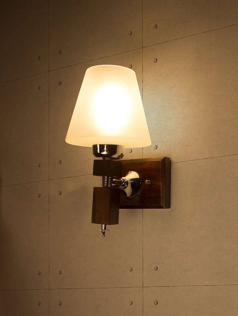 martin wood tapered glass single wall light