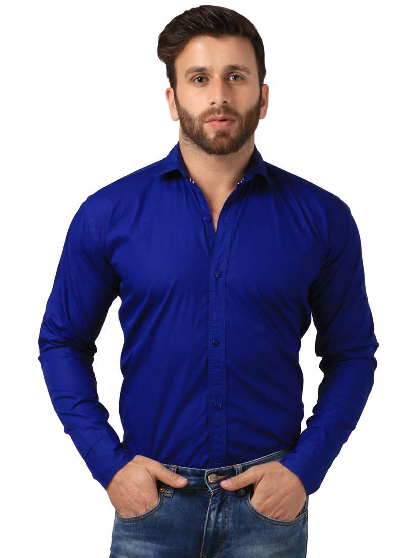 blue solid casual shirt