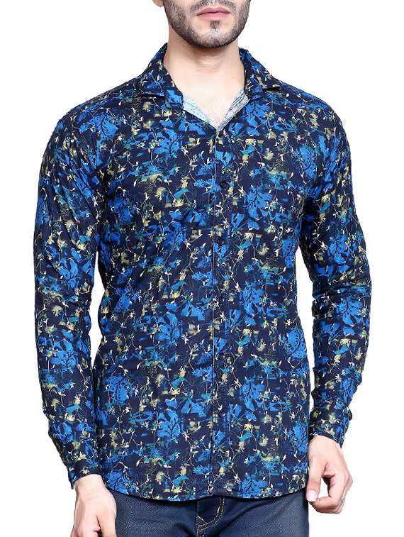 blue printed casual shirt