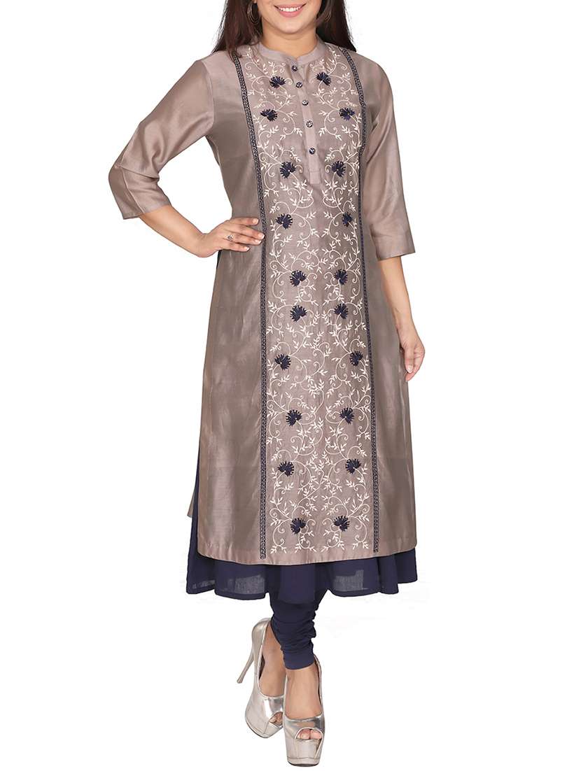 embroidered layered kurta