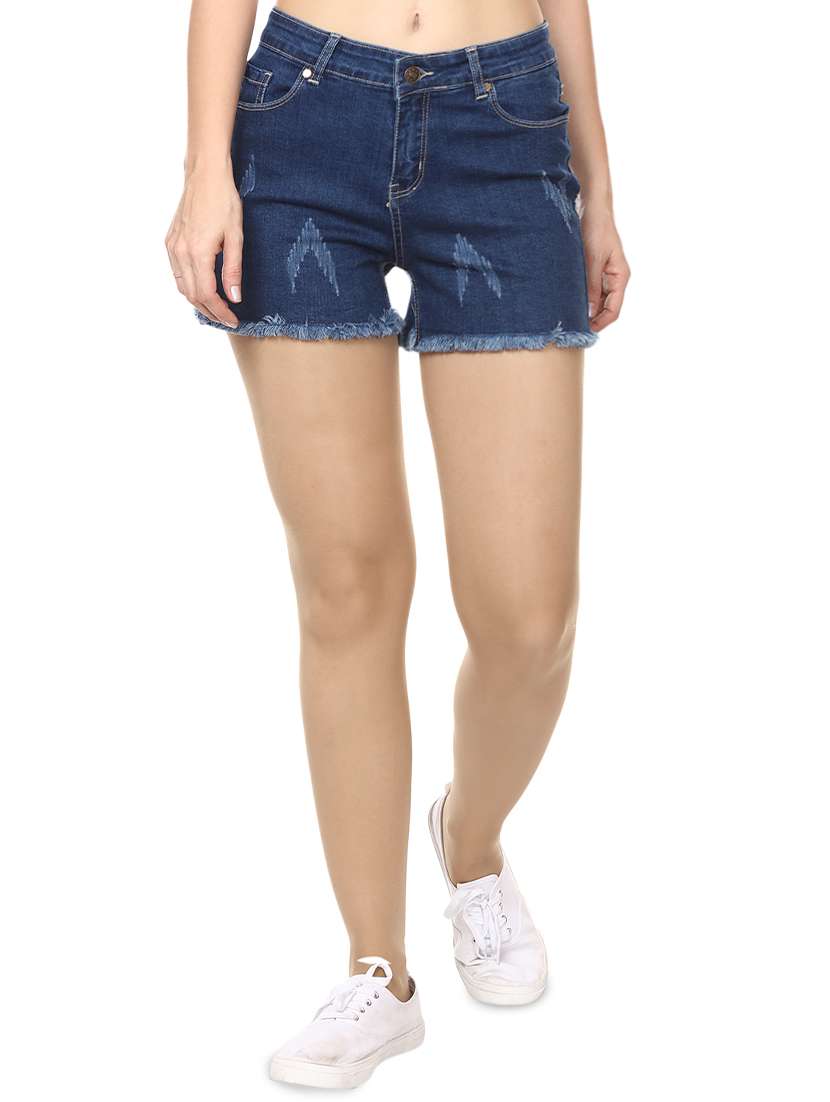 frayed hem denim shorts