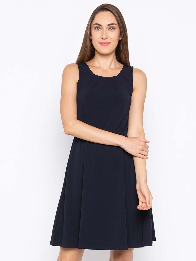 navy blue a-line dress