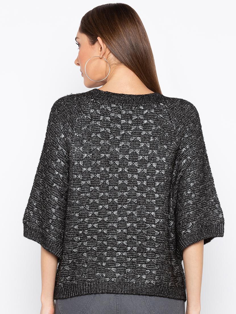 ribbed edge round neck pullover - 15890359 - Standard Image - 2