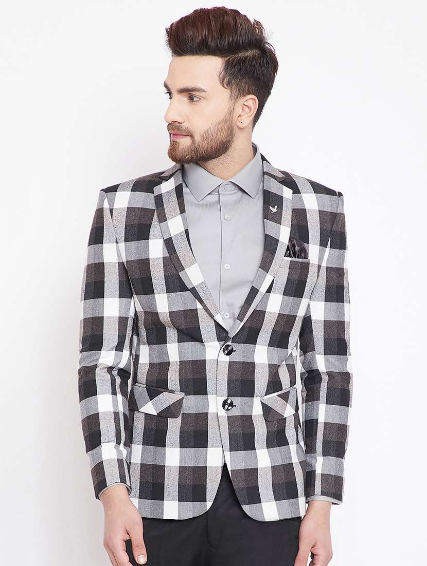 multi colored poly wool single breasted casual blazer