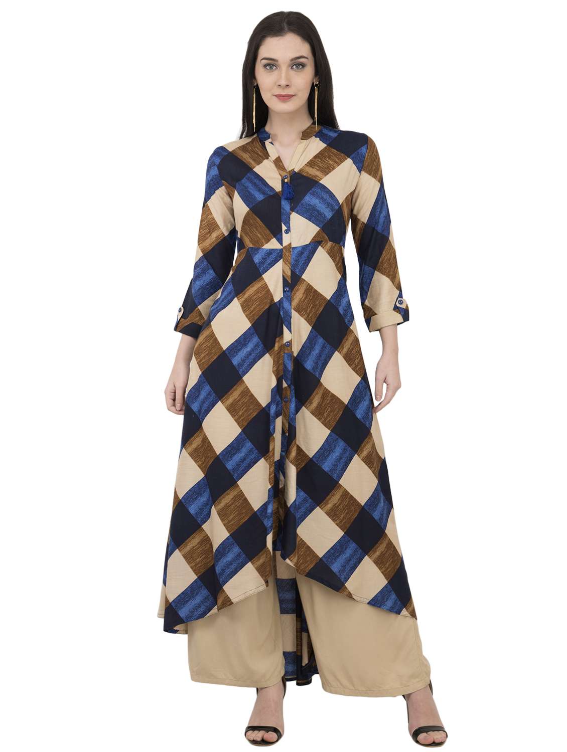 checkered flared kurta