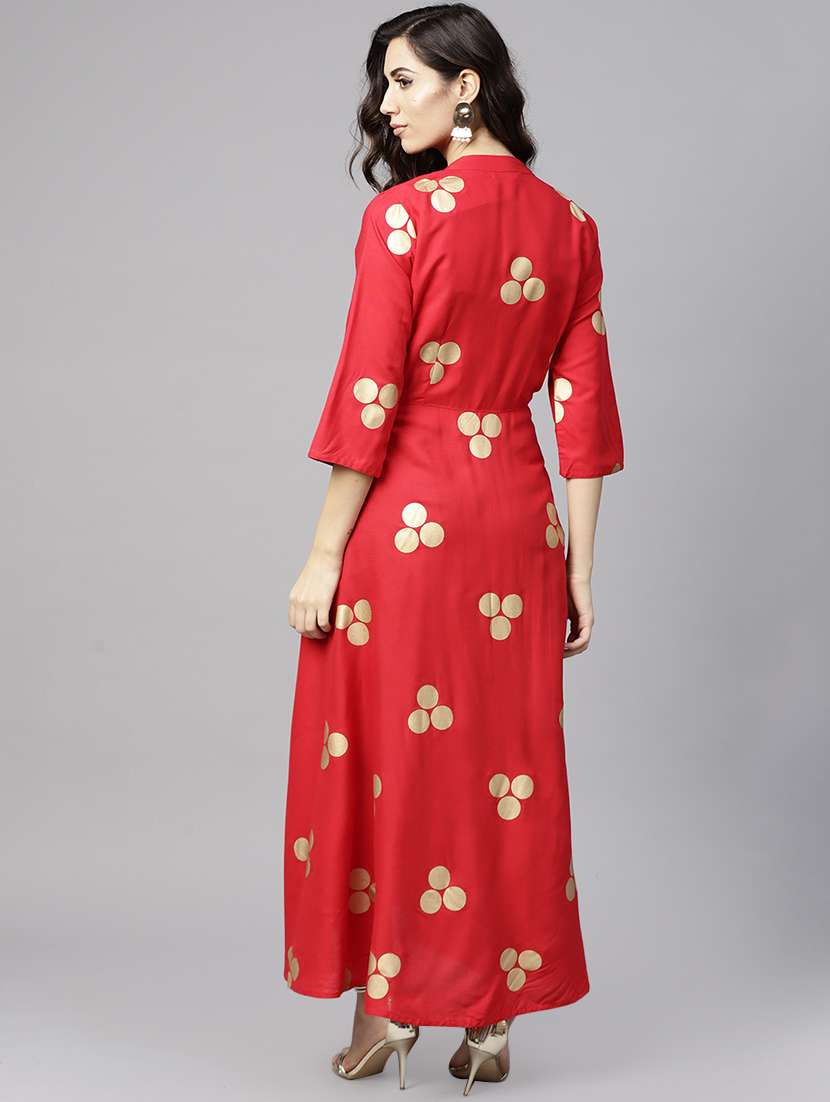 high low foil print dress - 15894311 -  Standard Image - 2