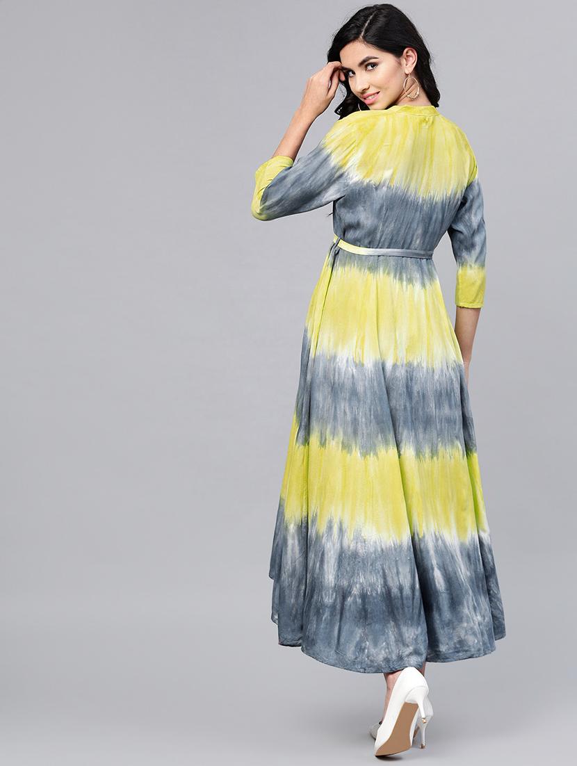 tie & dye flared dress with belt - 15894323 - Standard Image - 2
