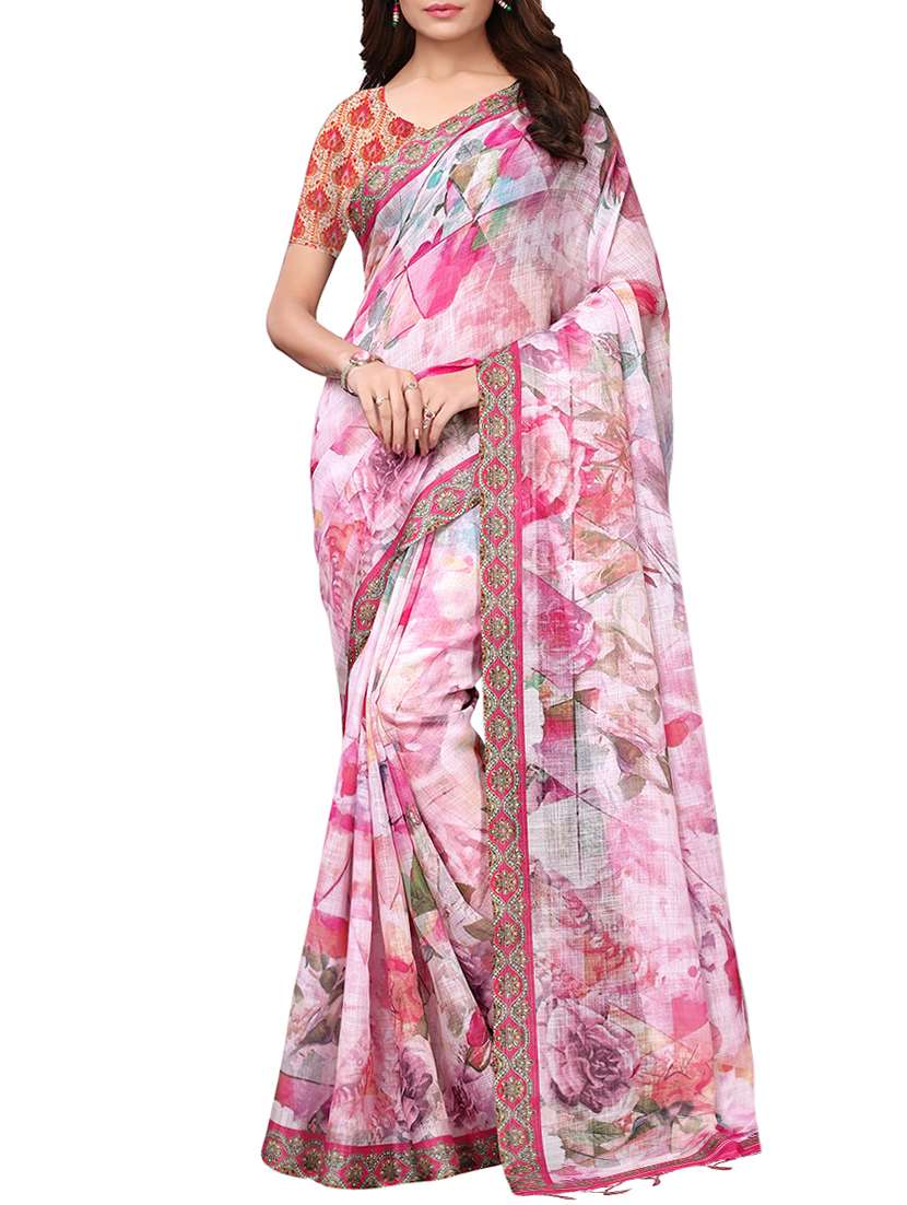 floral printed saree with blouse
