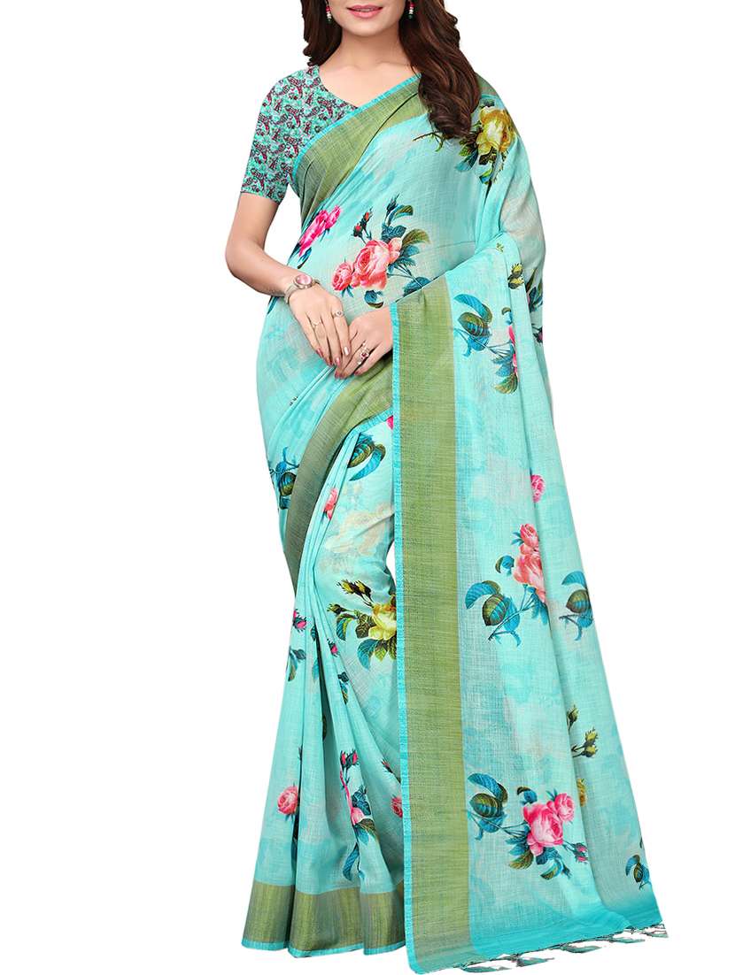 floral printed saree with blouse