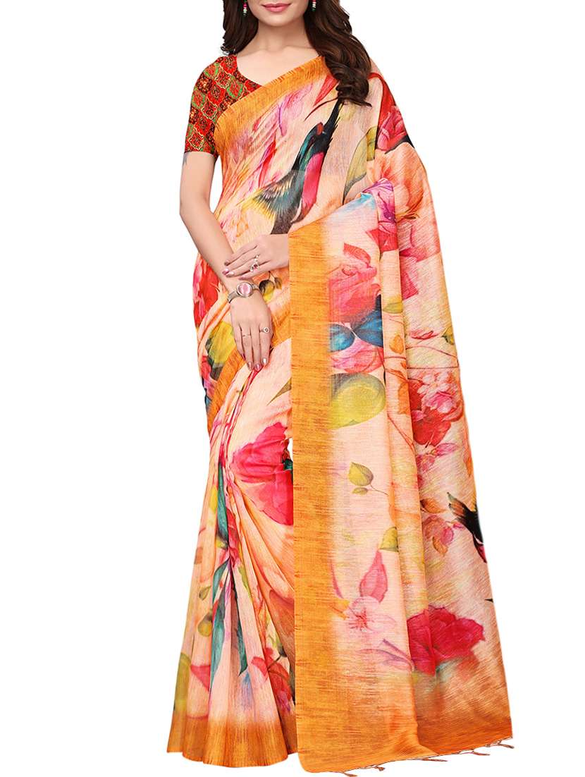 floral printed saree with blouse