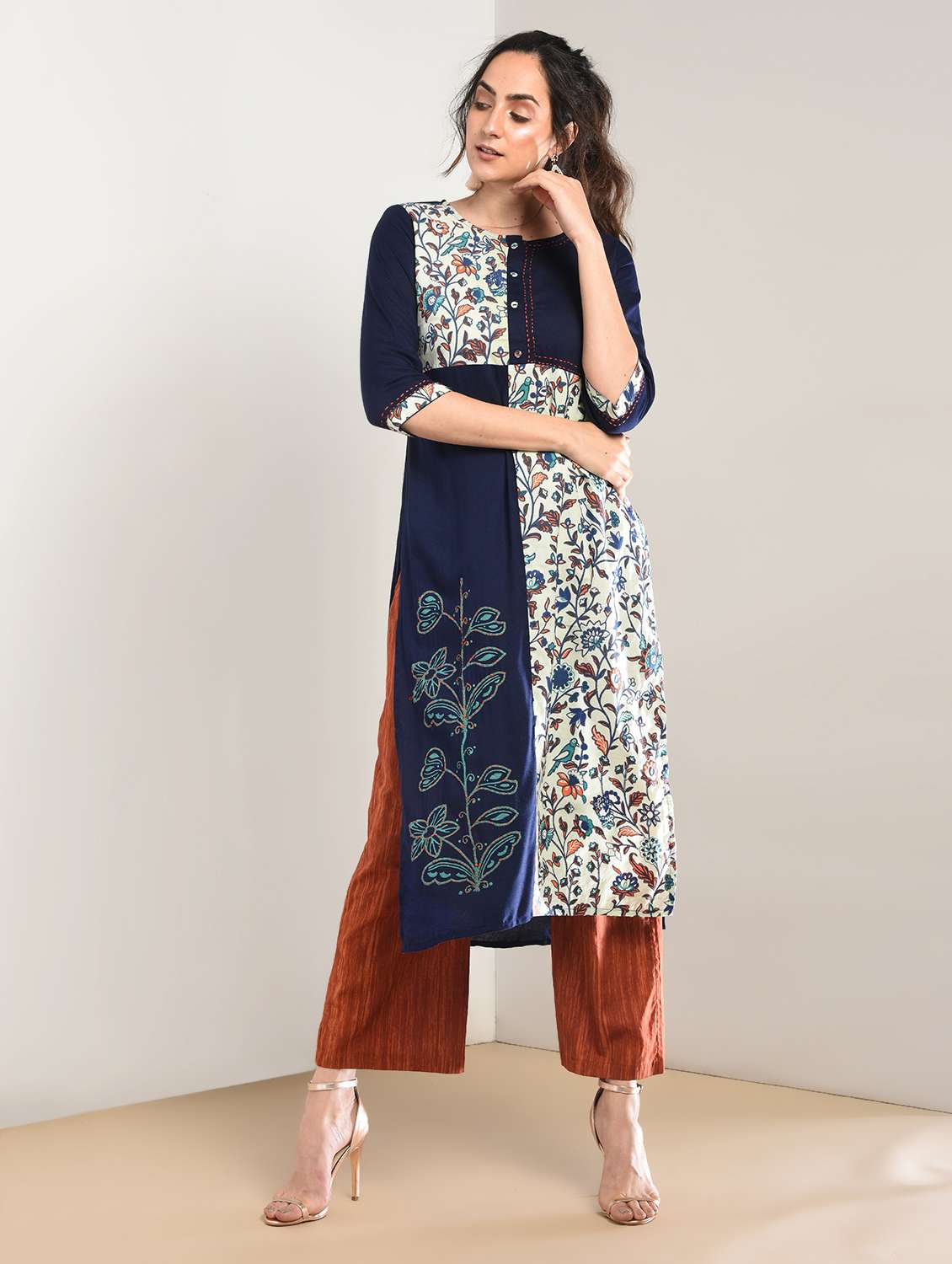 kalamkari kaantha straight kurta