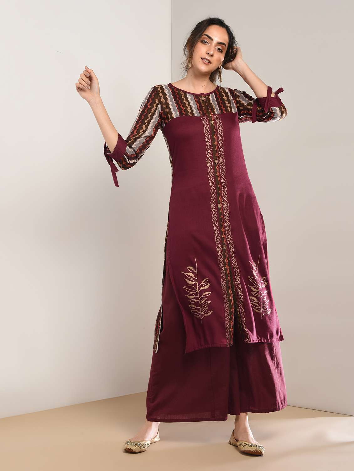 block print straight kurta