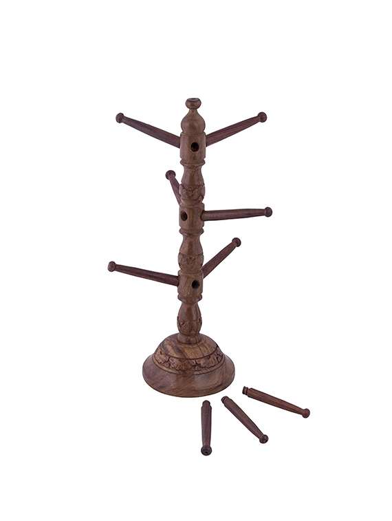 desi karigar wooden carved handicrafted bangles cup mug stand home decor & gift - 15901457 -  Standard Image - 2