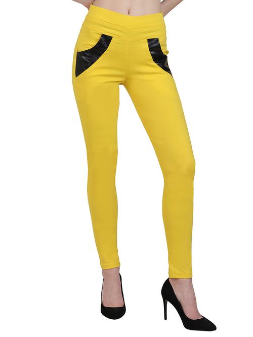 leatherette patch high waist jegging - 15902349 - Standard Image - 0