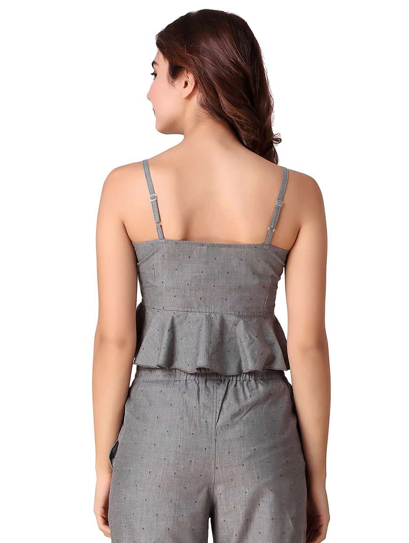 lace up detail peplum top - 15903243 - Standard Image - 2