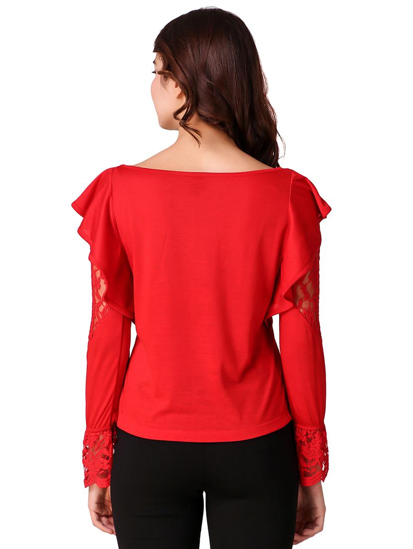 lace paneled bell sleeved top - 15903258 - Standard Image - 2