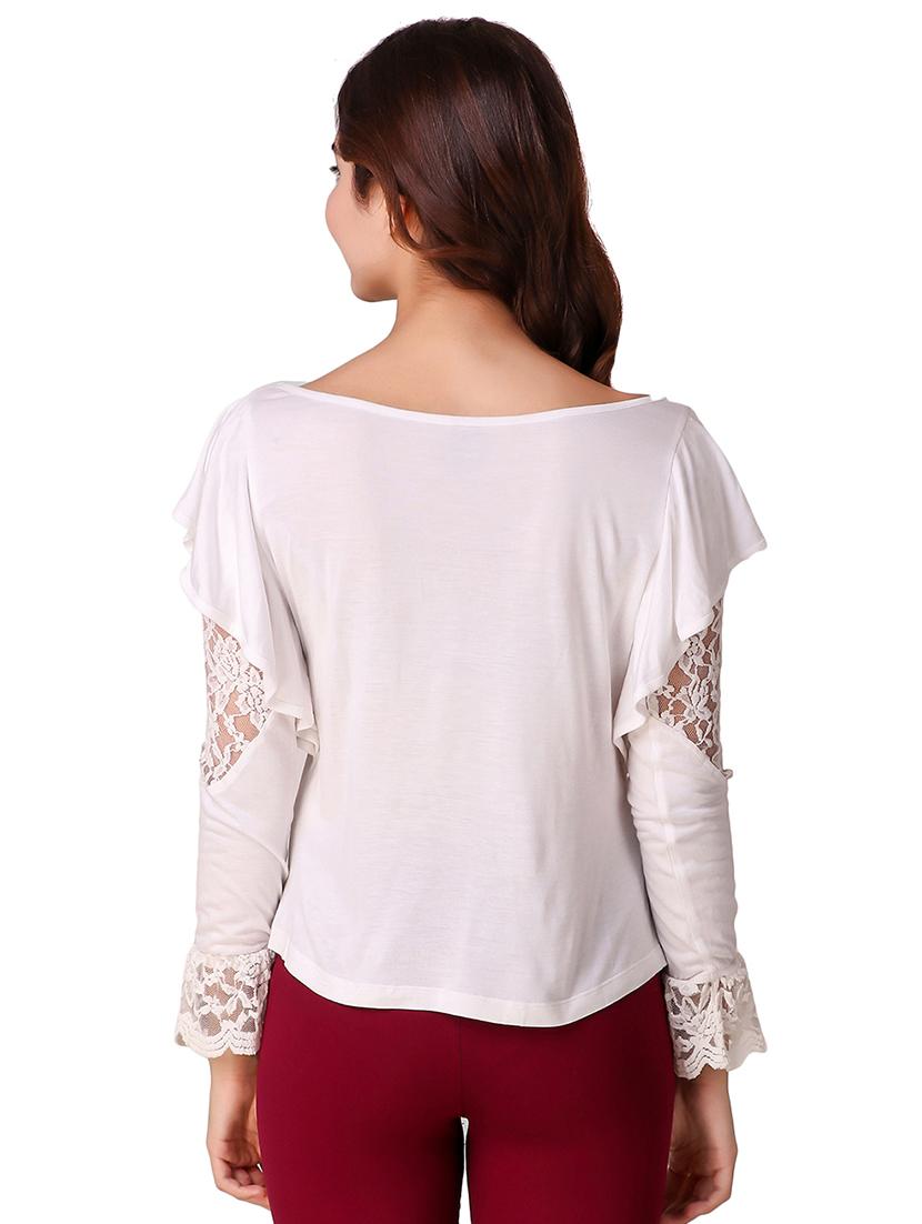 lace paneled bell sleeved top - 15903260 - Standard Image - 2
