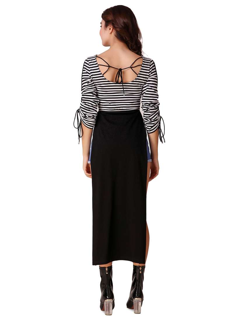 side slit cold shoulder ruched sleeved tunic - 15903831 -  Standard Image - 2