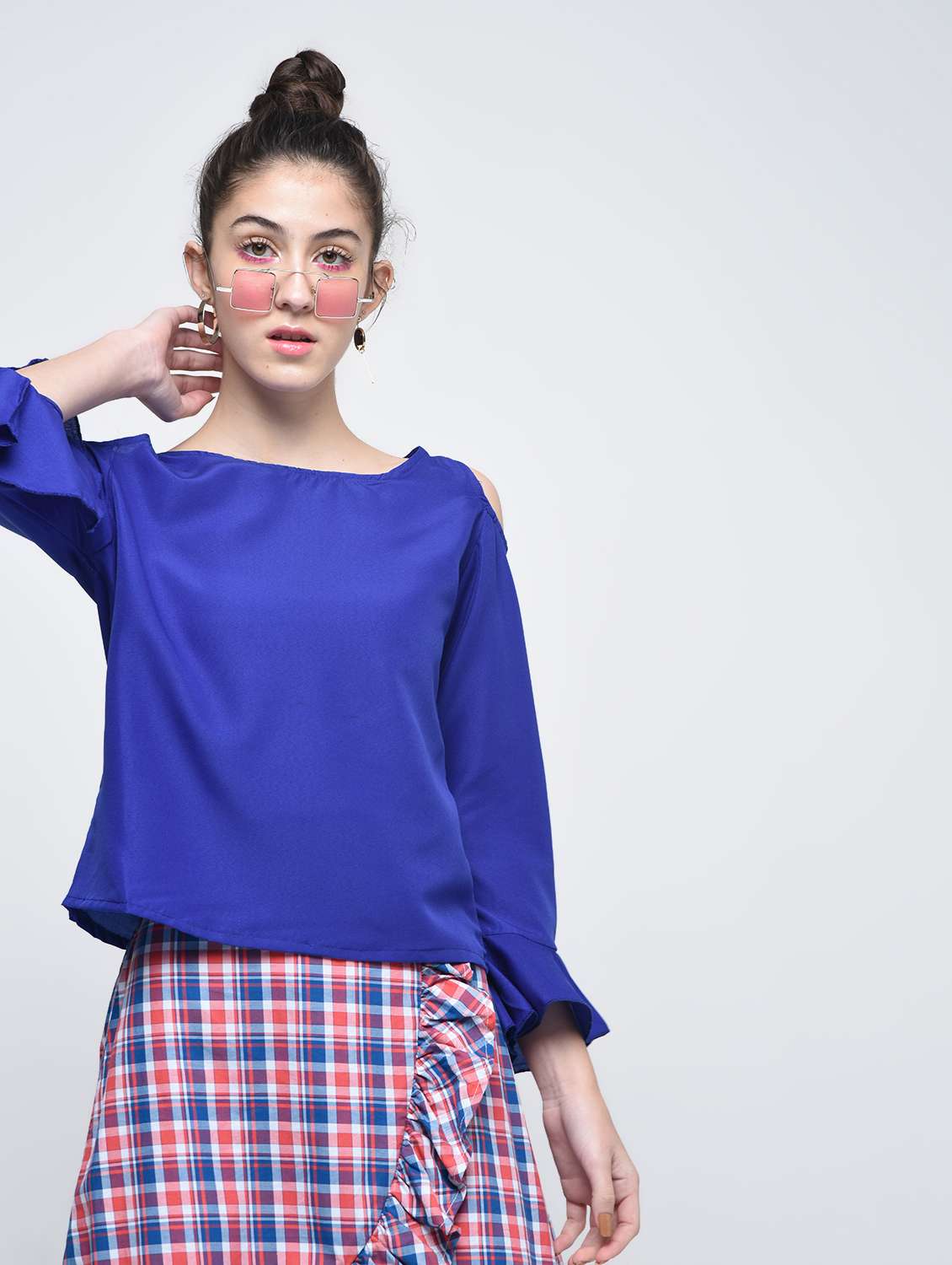 cold shoulder bell sleeved top