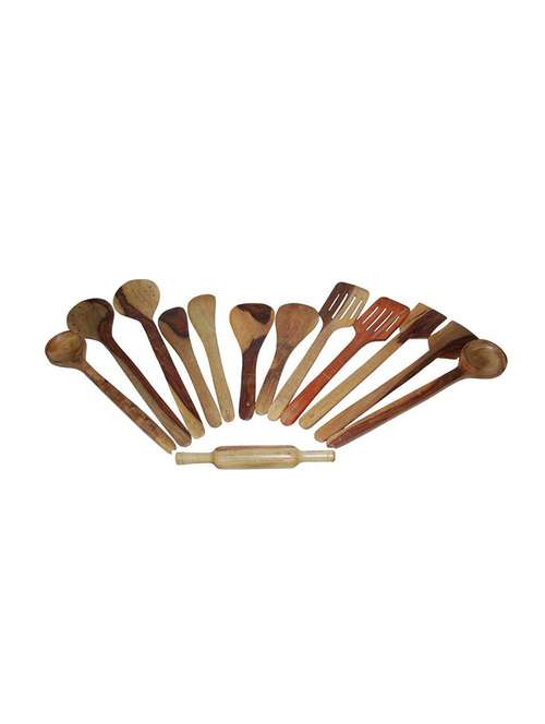 desi karigar wooden spoon set of 13 pcs/wooden spatula, ladle & kitchen tool set - 15907088 - Standard Image - 0