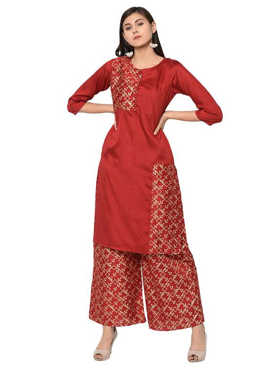 foil print straight kurta