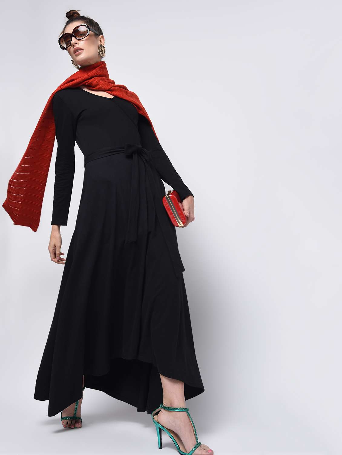 tie up waist high low dress