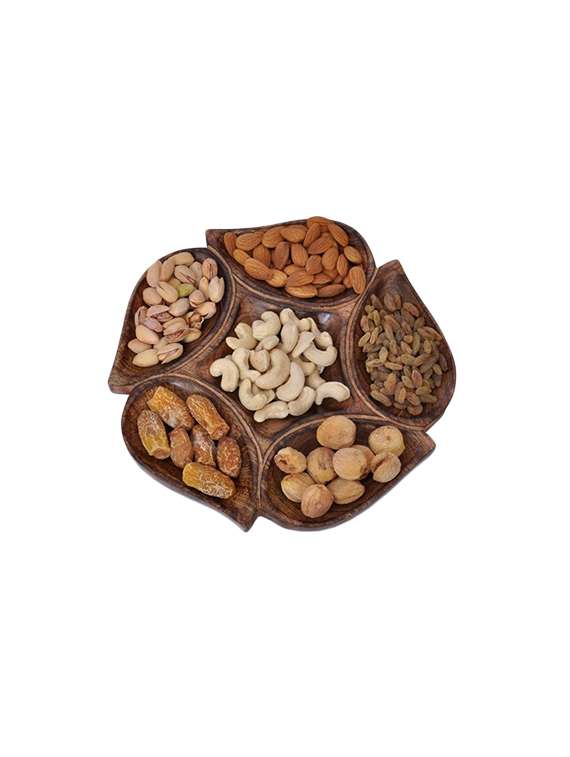 desi karigar wooden clave hexad dry fruit tray