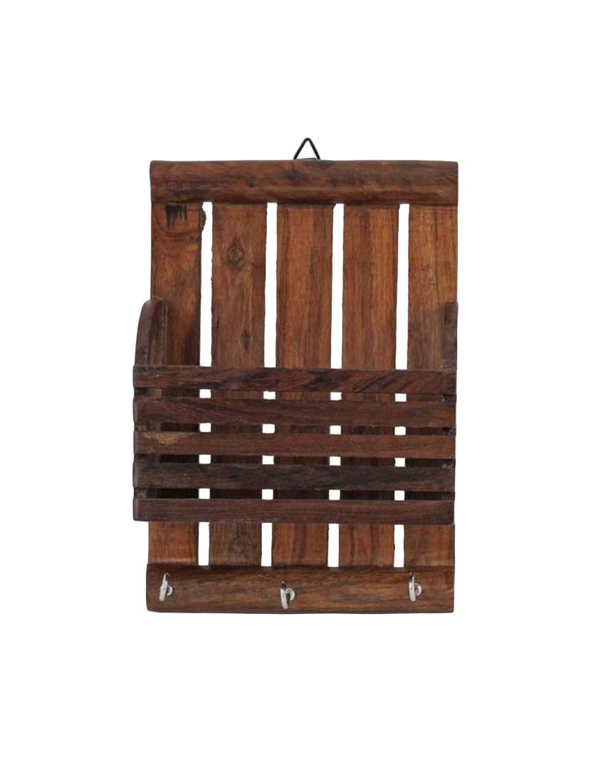 desi karigar wooden hanging letter key holder - 8 inch