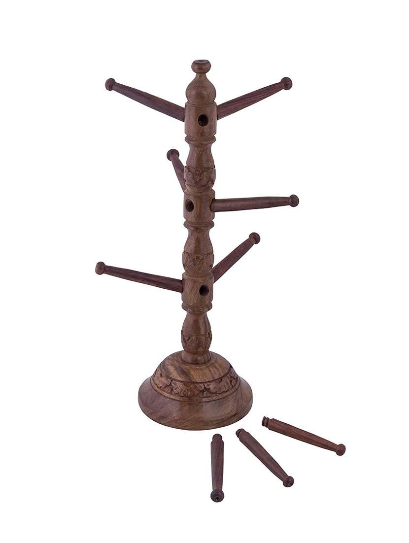 desi karigar sheesham wood carved bangle stand - 15909151 - Standard Image - 2