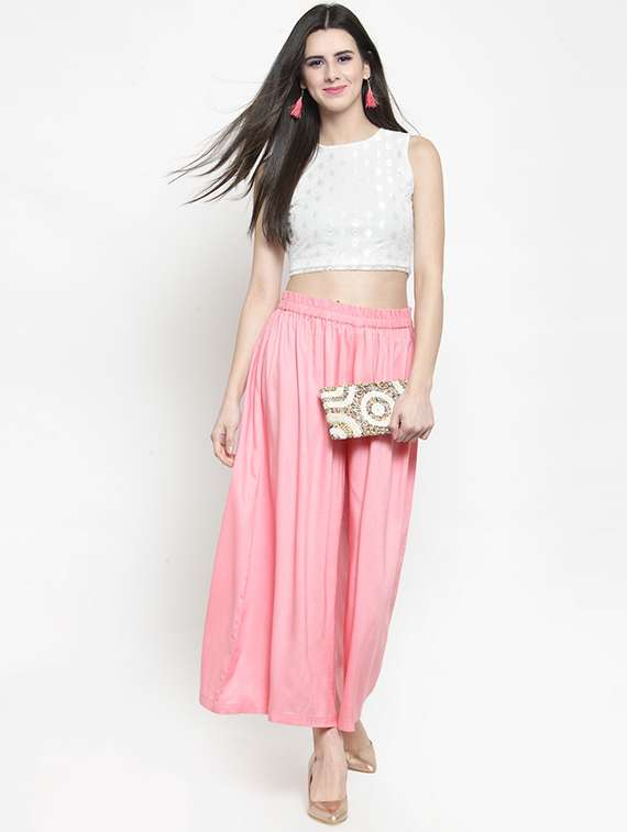 Mid Waist Flared Palazzo
