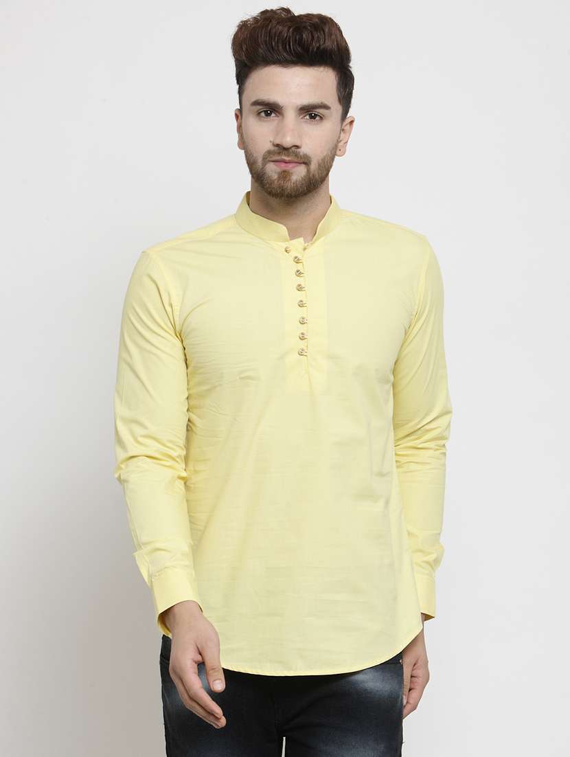 yellow solid short kurta