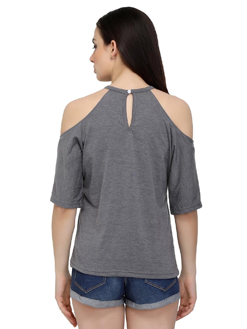 cold shoulder round neck top - 15912288 - Standard Image - 2