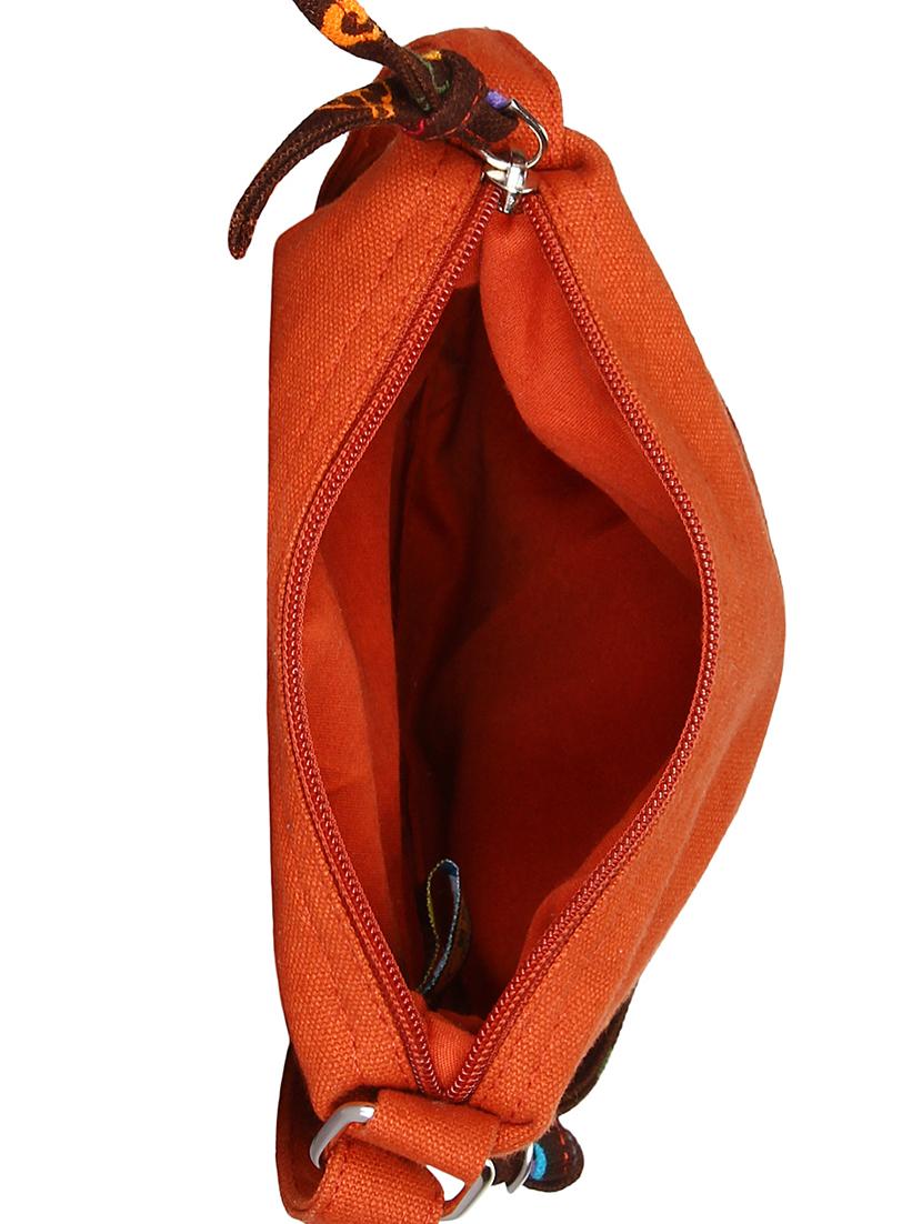 brown canvas printed sling bag - 15912379 - Standard Image - 2