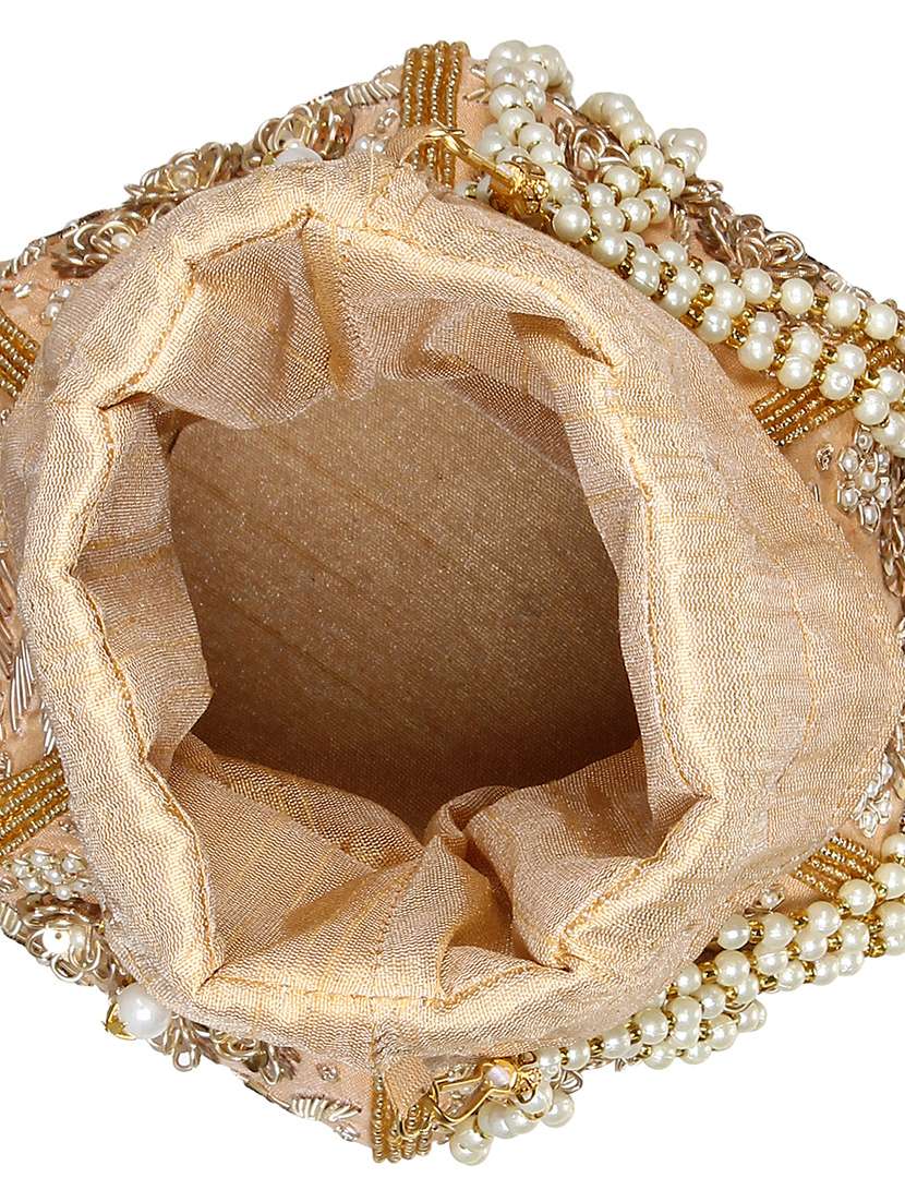 gold cotton polyester blend ethnic potli - 15912388 -  Standard Image - 2