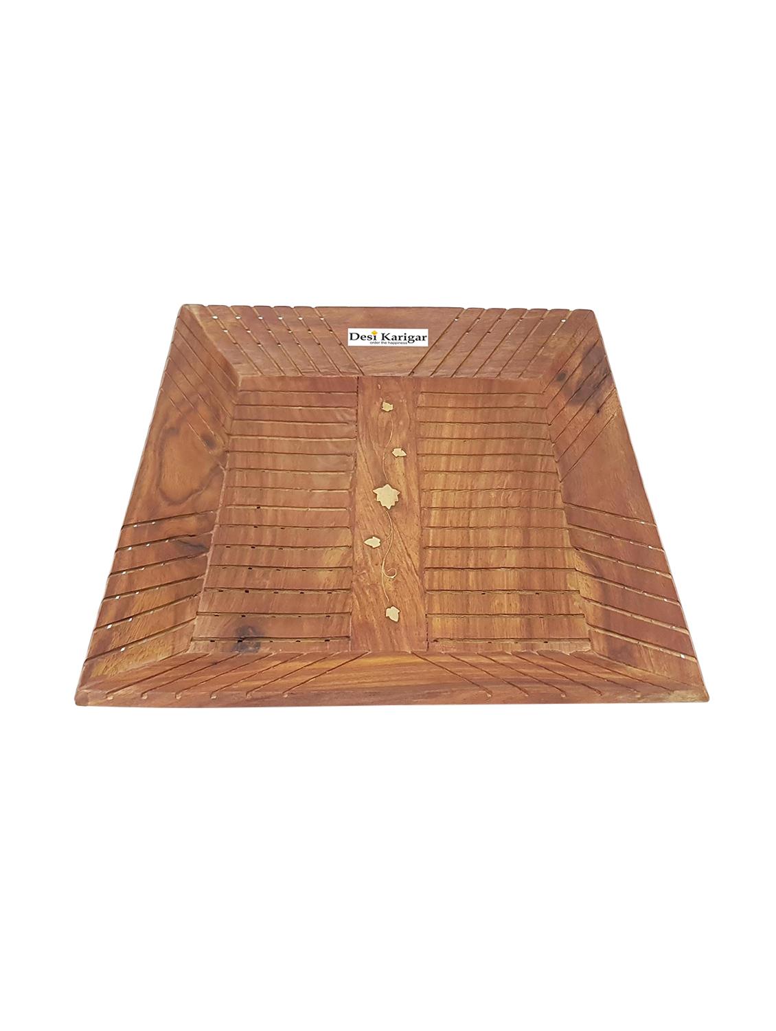 desi karigar handicrafts wooden square tray - 15912825 - Zoom Image - 0