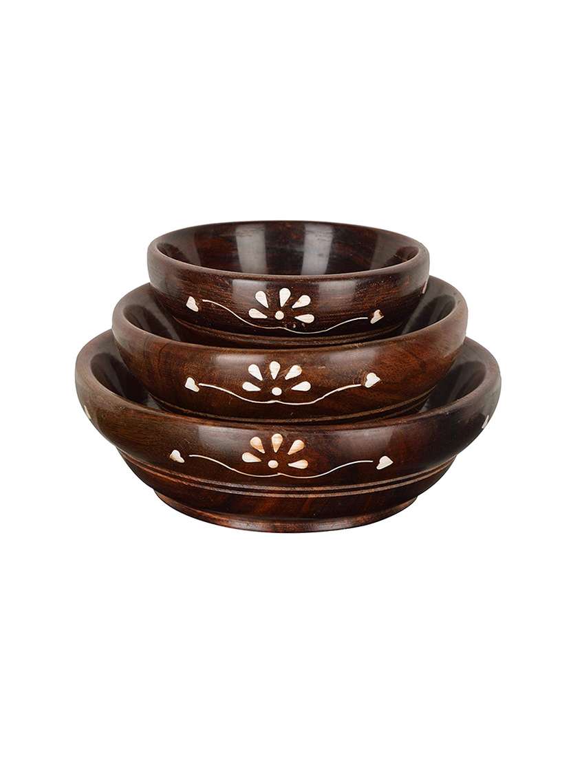 handicrafts wooden bowl - set of 3
