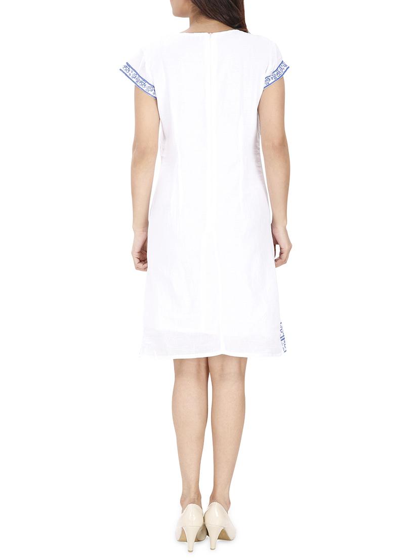 lace up detail embroidered a-line dress - 15913019 - Standard Image - 2