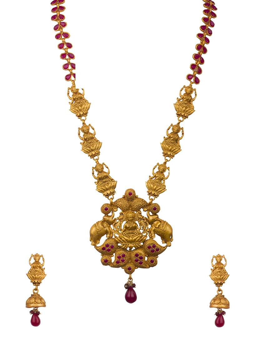 gold pleated brass long necklaces with earring