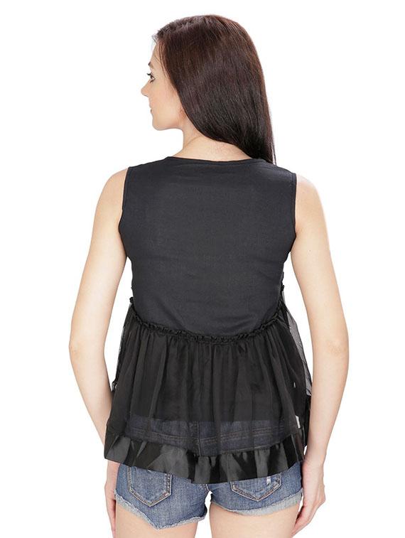 women's layered round neck top - 15916372 - Standard Image - 2