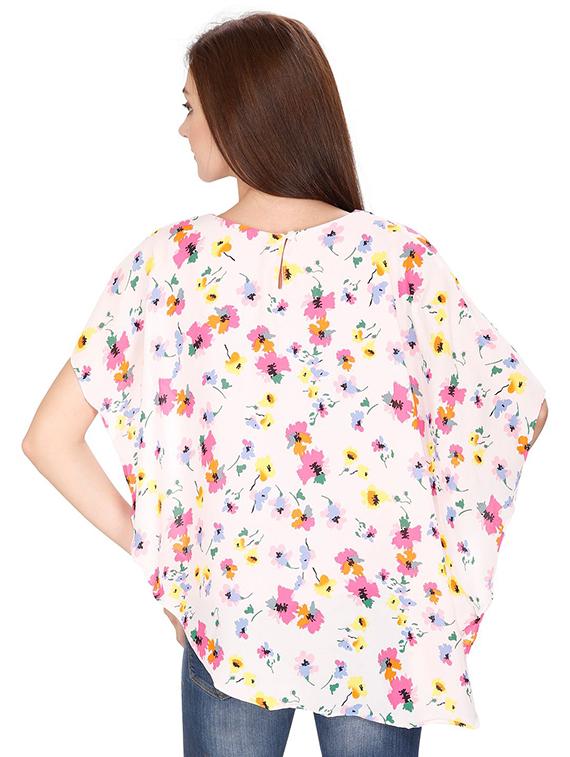 asymmetric floral overlay top - 15916430 - Standard Image - 2