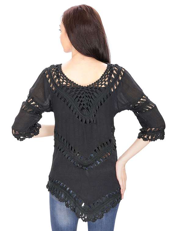 v-neck crochet tunic - 15916437 - Standard Image - 2
