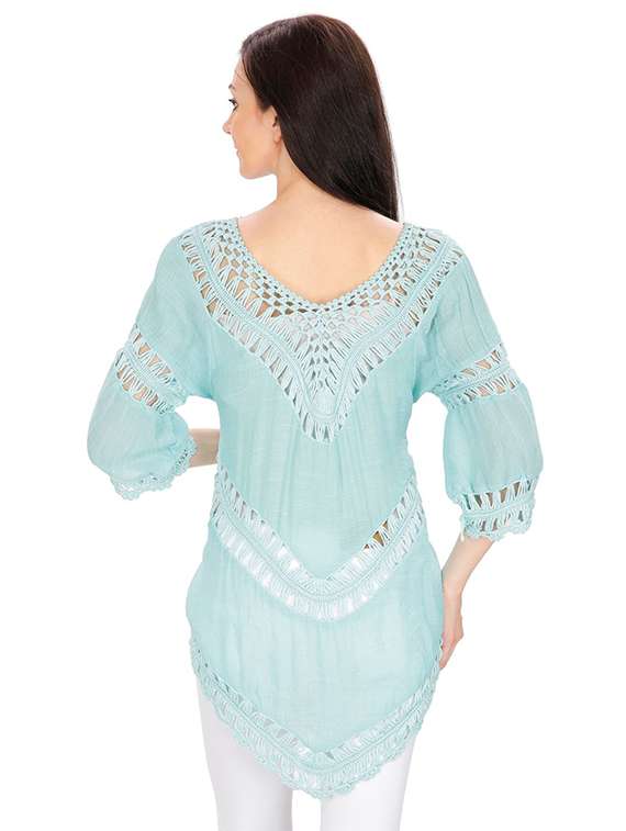 v-neck crochet tunic - 15916438 - Standard Image - 2