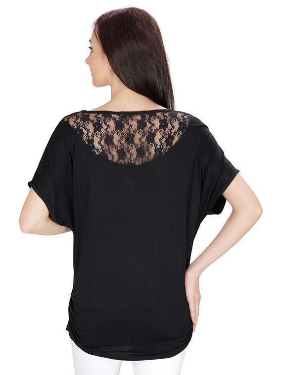 lace paneled graphic print top - 15916445 - Standard Image - 2