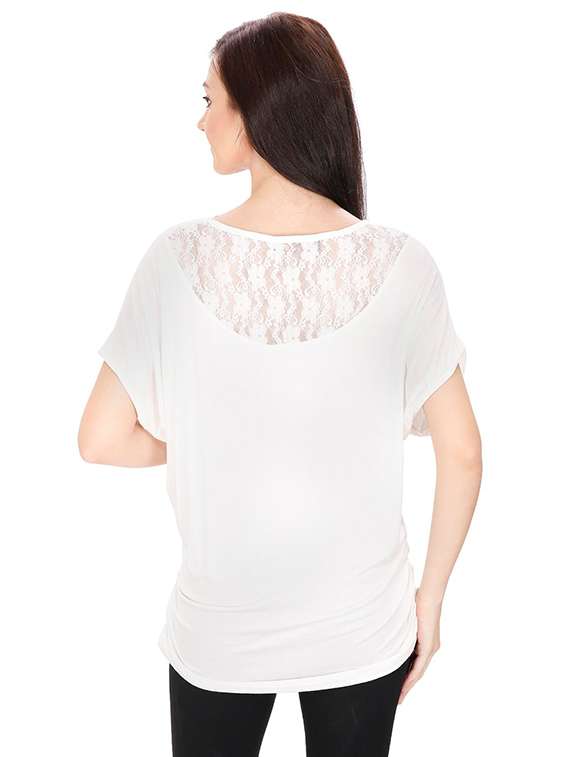 lace paneled graphic print top - 15916448 - Standard Image - 2
