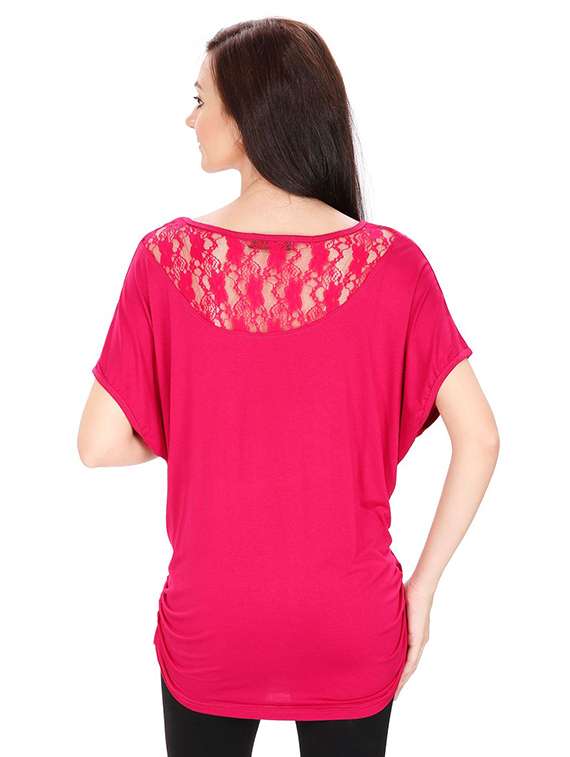 lace paneled graphic print top - 15916450 - Standard Image - 2
