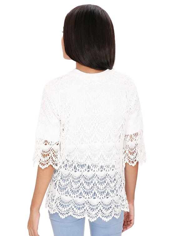 women's straight tie-up neck top - 15916513 - Standard Image - 2