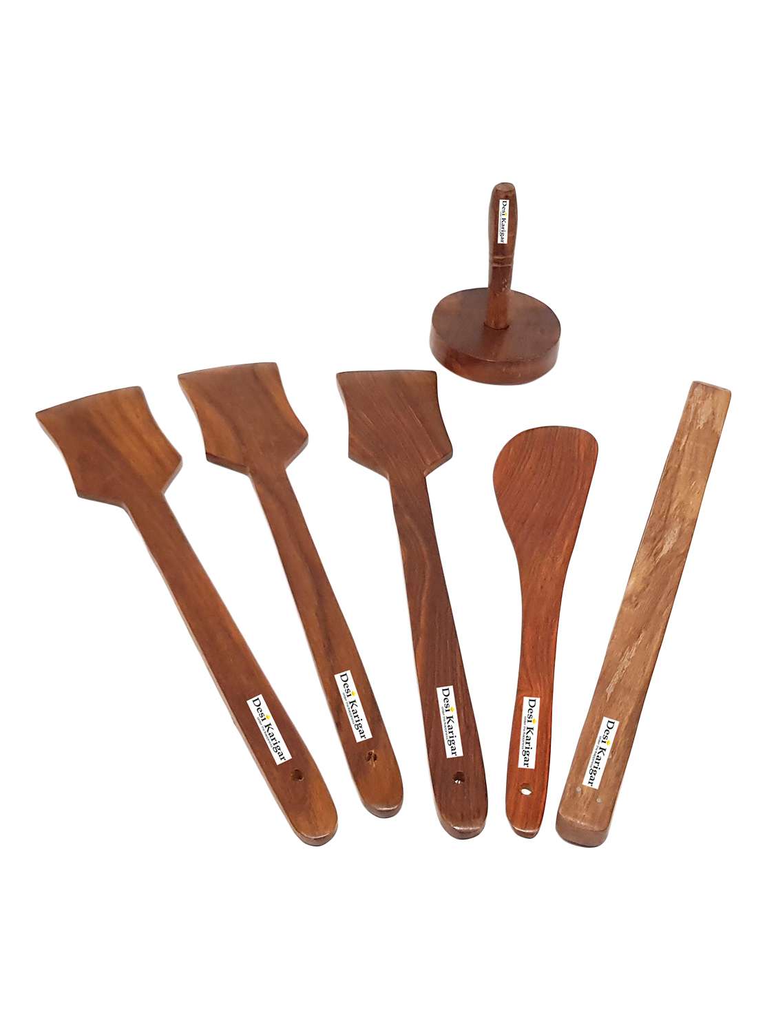 desi karigar brown wooden skimmer - 6 pieces